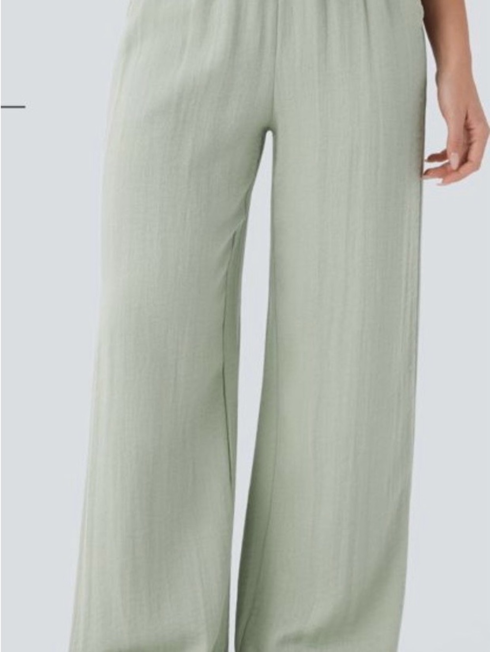 Halara Linen Feel Wide Leg Pants in Pale Aqua